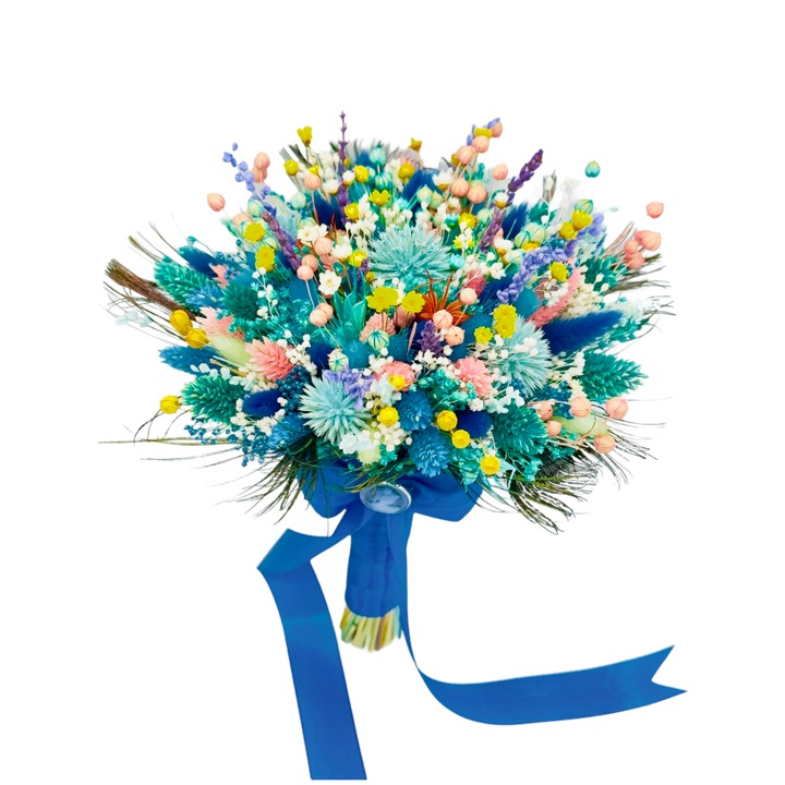 Букет Eventissimi, Със сушени естествени растения, Персонализиран, Многоцветен