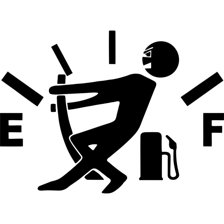 Sticker Auto, Clapeta Rezervor, Forma Turometru, 20x14 cm, Negru