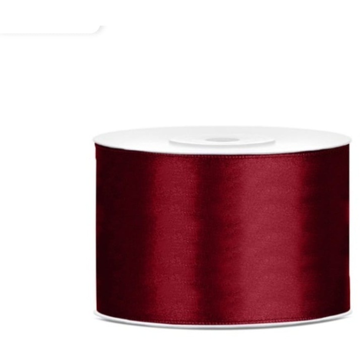 Panglica satinata, latime 5 cm, 1 rola 22.9 m rosu inchis