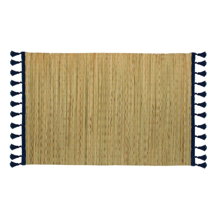 Napron decorativ cu ciucuri albastri, 45 x 30 cm