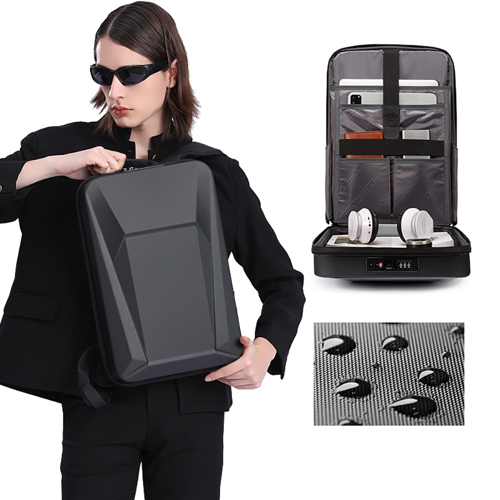 Rucsac laptop 15.6 inch, carcasa tare, buzunar antifurt, sistem fixare pe valiza, rezistent la apa, lacat TSA, port USB, si USB-C, BANGE, BG7682BK, Negru
