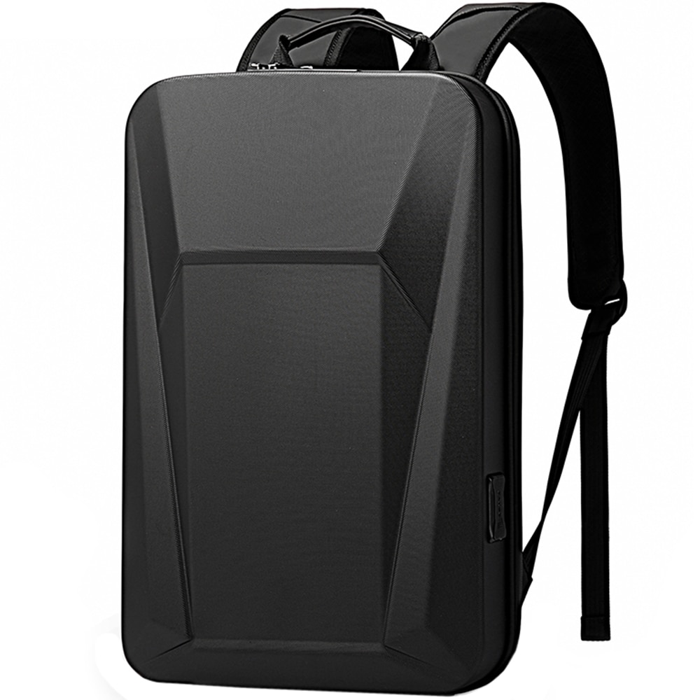 Rucsac laptop 15.6 inch, carcasa tare, buzunar antifurt, sistem fixare pe valiza, rezistent la apa, lacat TSA, port USB, si USB-C, BANGE, BG7682BK, Negru