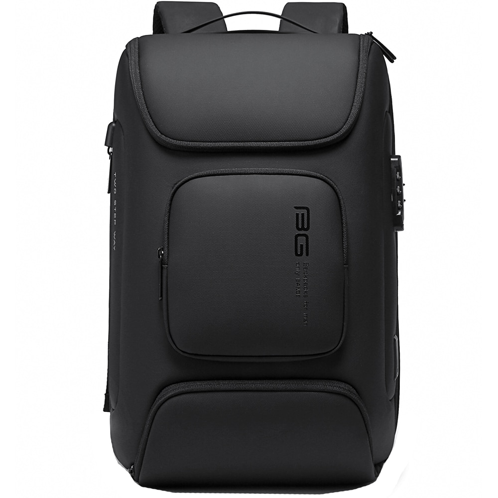Rucsac laptop, buzunar antifurt si port USB, lacat TSA, sistem fixare pe valiza, compartiment laptop 15.6 inch, potrivit pentru birou si calatorii, BANGE, BG7216DBK, Negru
