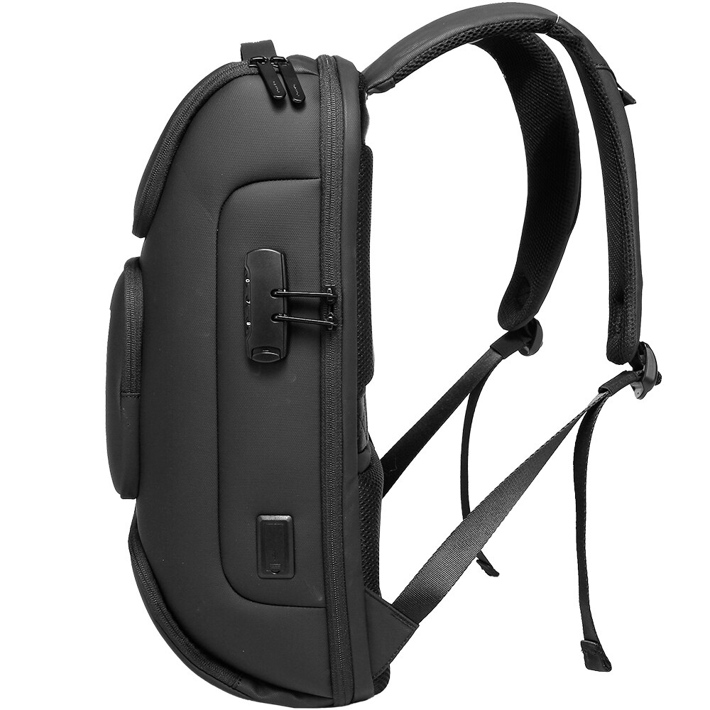 Rucsac laptop, buzunar antifurt si port USB, lacat TSA, sistem fixare pe valiza, compartiment laptop 15.6 inch, potrivit pentru birou si calatorii, BANGE, BG7216DBK, Negru