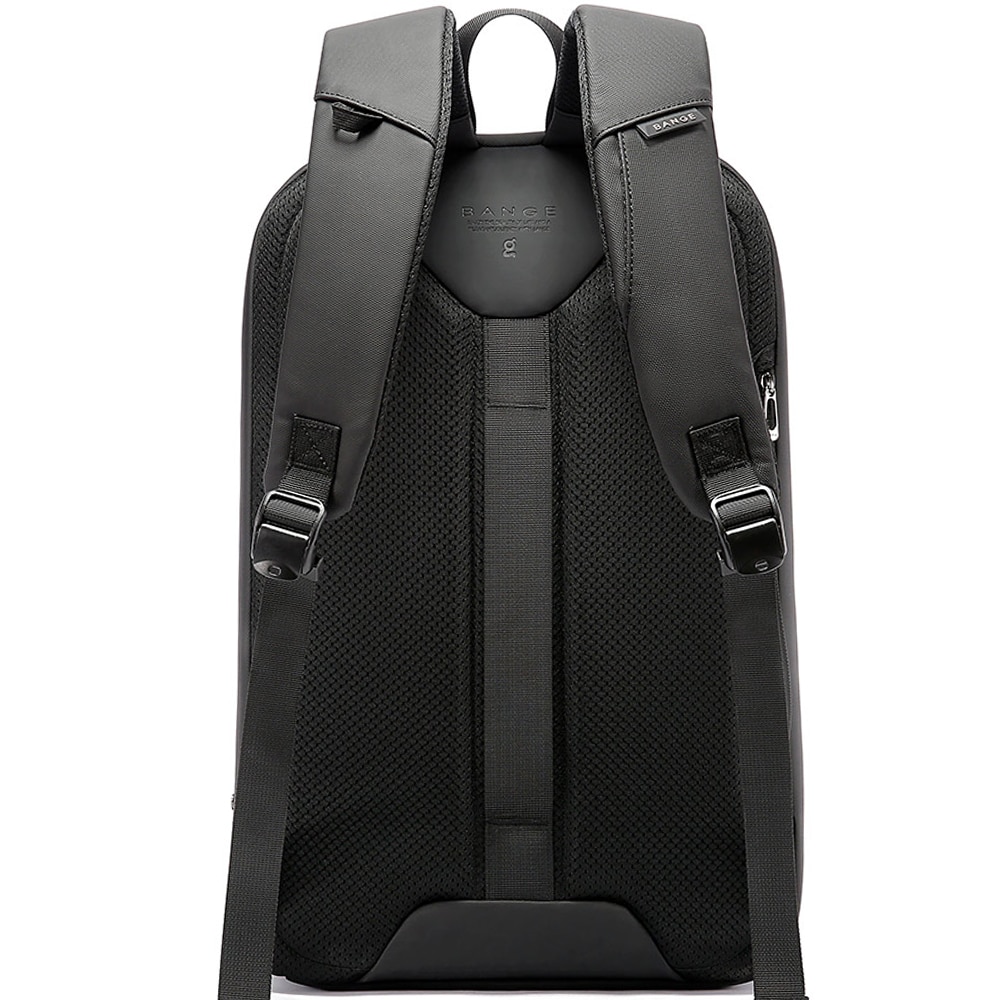 Rucsac laptop 15.6 inch, rezistent la apa, cu port USB, si USB-C, compartiment tableta, sistem fixare pe valiza, buzunar antifurt BANGE, BG7677BK, Negru