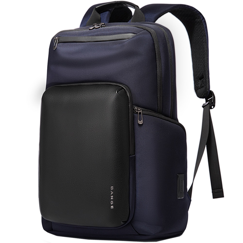 Rucsac laptop 15.6 inch, cu port USB, si USB-C, rezistent la apa, sistem fixare pe valiza, buzunar antifurt, BANGE, BG7712NY, Albastru