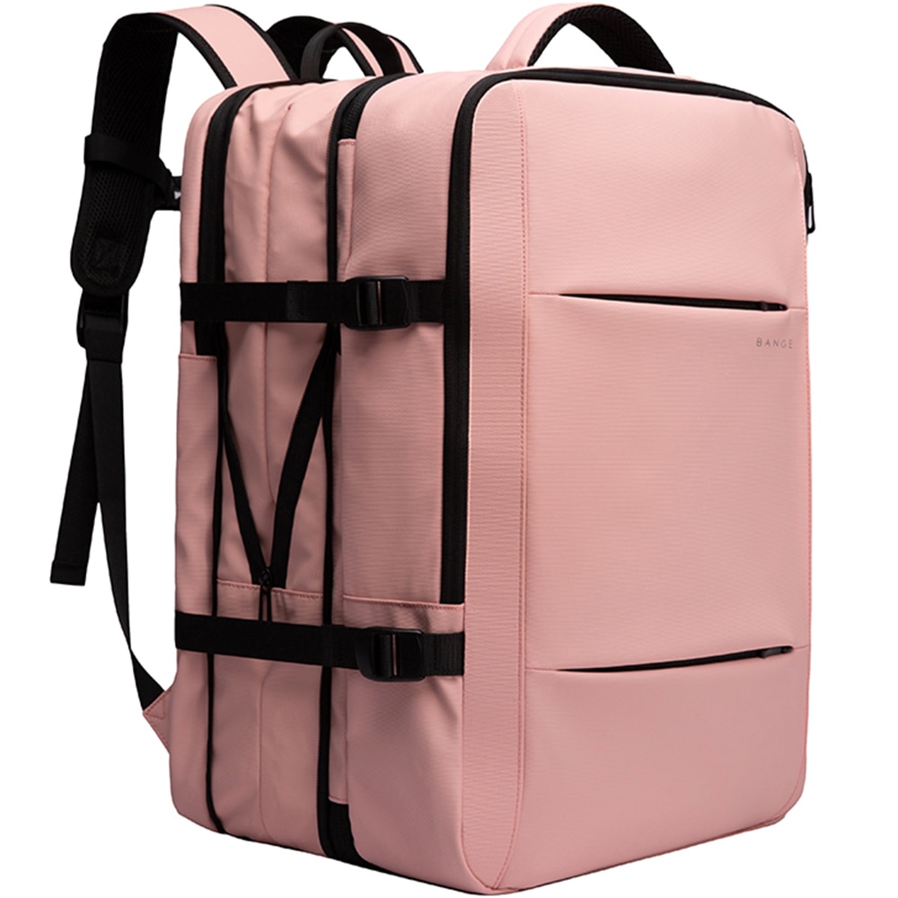 Rucsac calatorii, laptop 15.6 inch, extensibil, rezistent la stropi de apa, multifunctional, buzunar antifurt, sistem fixare pe valiza, port USB, BANGE, BG1908SPK, Roz