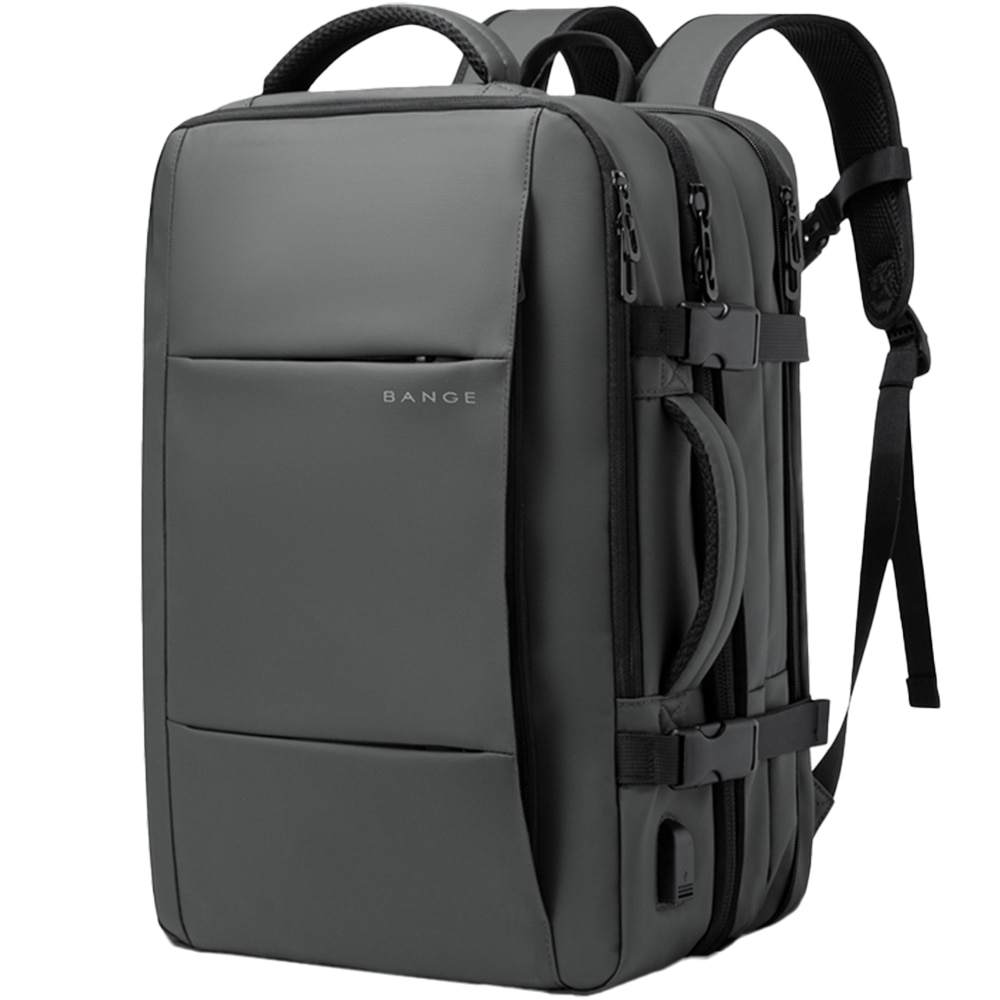 Rucsac calatorii, laptop 15.6 inch, extensibil, rezistent la stropi de apa, multifunctional, buzunar antifurt, sistem fixare pe valiza, port USB, BANGE, BG1908SGY, Gri