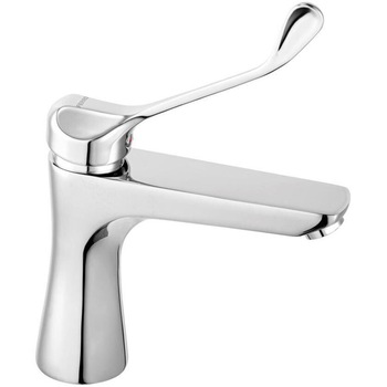 Baterie medicala stativa pentru lavoar Ferro Algeo Square Medico, cu ventil click-clack D1, aerator, cartus ceramic, Crom