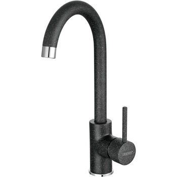 Baterie bucatarie Ferro Freya, pipa lebada, cartus ceramic, aerator, pipa mobila, Grafit