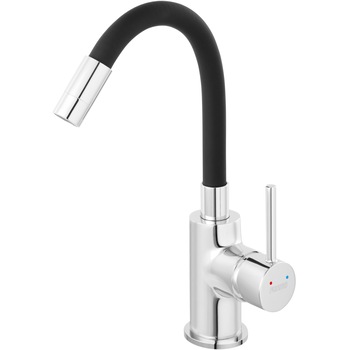 Baterie lavoar Ferro Fiesta, pipa flexibila, cartus ceramic, aerator, Crom