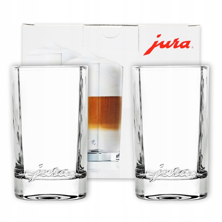 Jura 2 db latte pohár készlet, Üveg, 220ml, Átlátszó