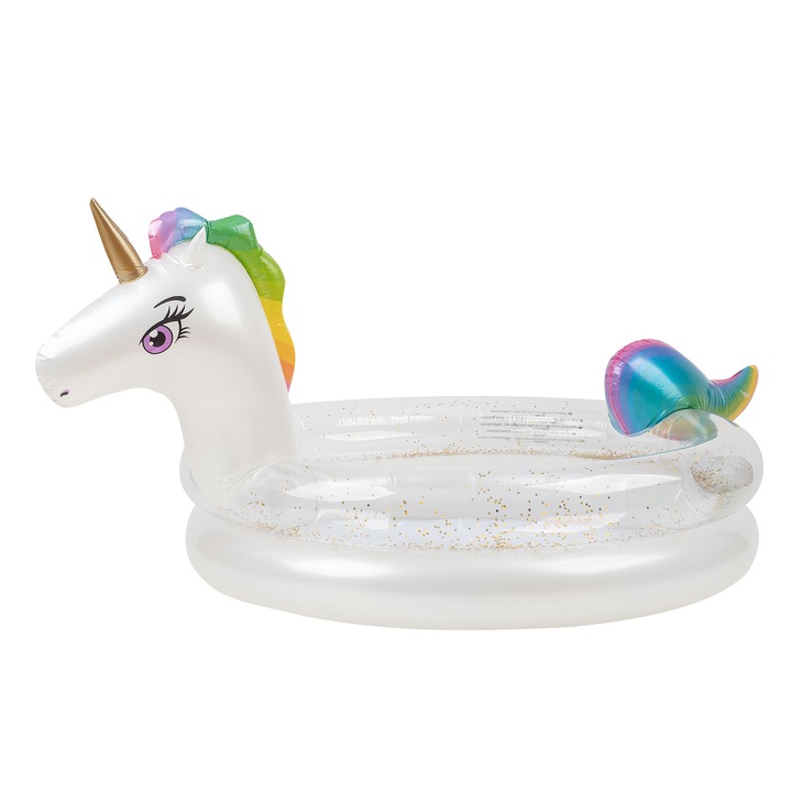 Gyermekmedence, egyszarvú csillámos felfújható medence 175cm fiú lány