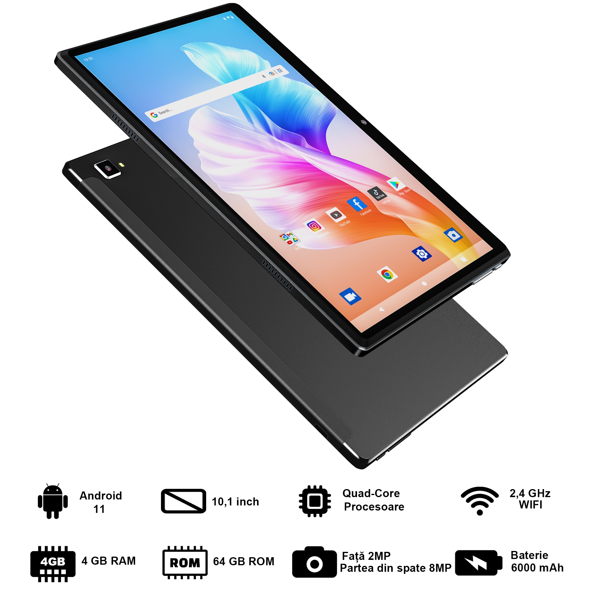Simplori Tablet Android 11 De 10 Pulgadas, Tableta Wifi K18