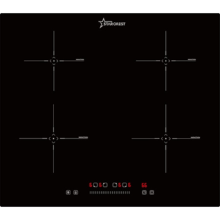 Plita incorporabila STARCREST SIH-6060, Inductie, 4 Zone de gatit, Touch Control, Booster, Timer, Sticla Neagra