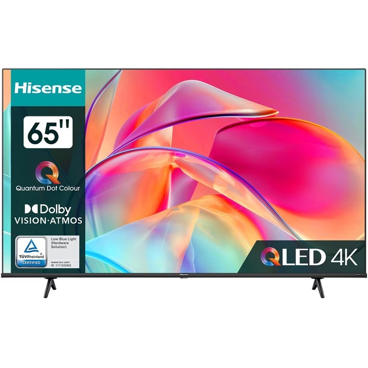 QLED Smart TV HISENSE 65E7KQ, Ultra HD 4K, HDR, 164 cm, Class G, Черен
