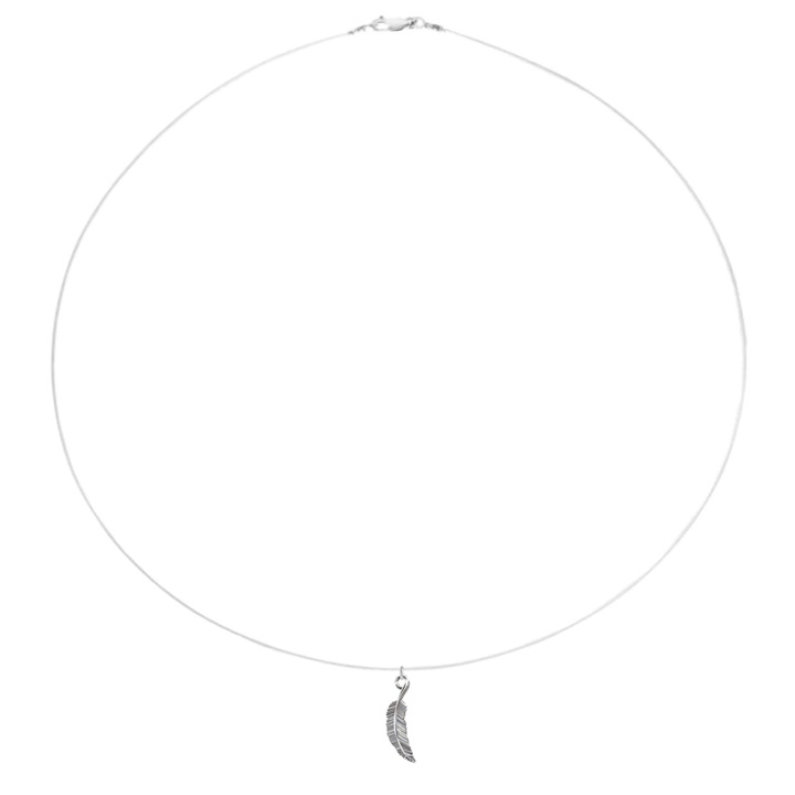 Colier fir transparent cu pandantiv Pana din Argint 925, reglabil 38-41 cm