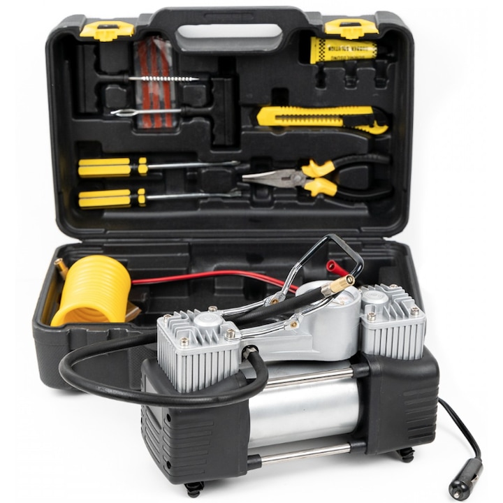 Compresor auto 12V cu trusa completa pentru pene si avarii