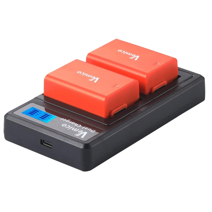 2 db EN-EL25 / EN-EL25A 1350 mAh akkumulátor készlet, kettős töltővel, LCD kijelzővel, kompatibilis a Nikon Z50 / ZFC / Z sorozattal