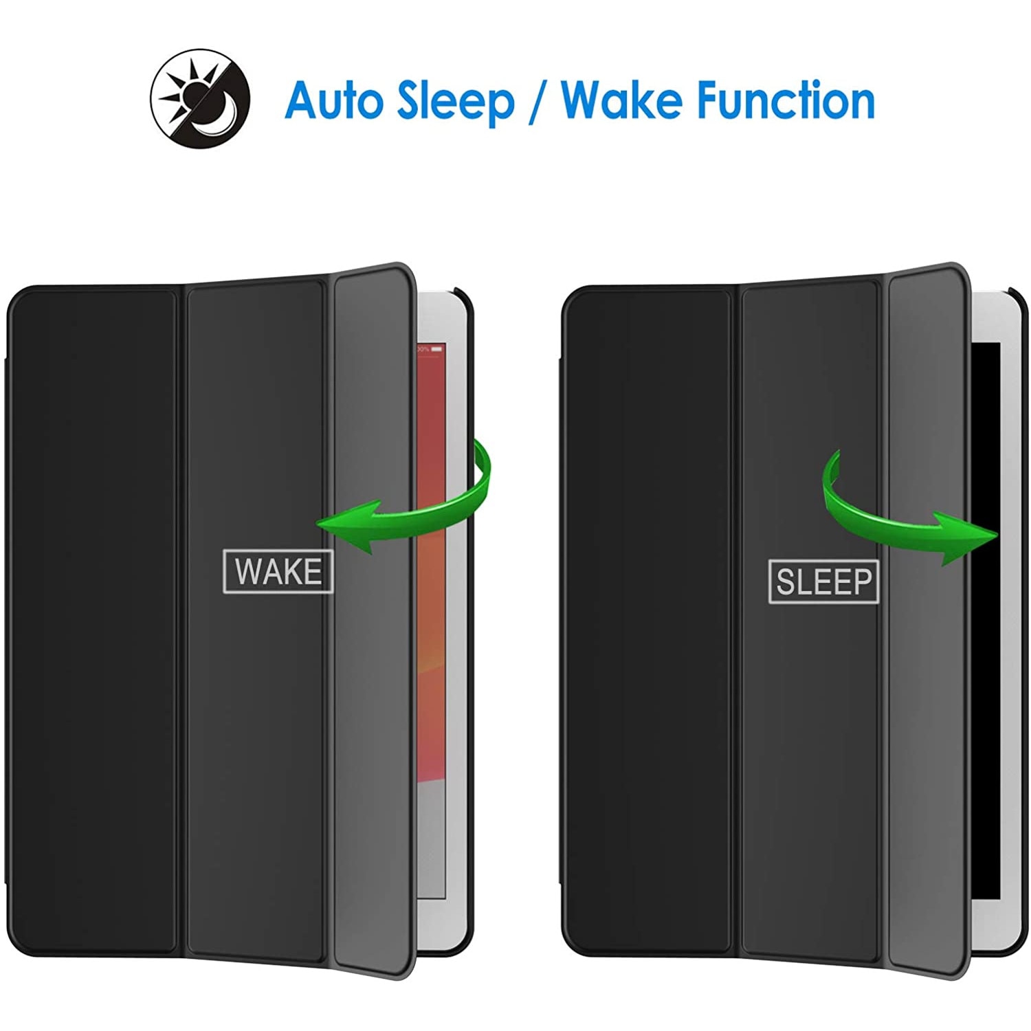 Husa pentru iPad 9 10.2 inch 2021 Slim UltraLight functie sleep/wake-up, Aiyando, negru
