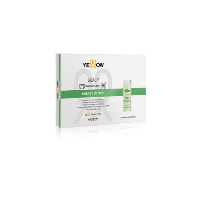 Erősítő hajkezelő lotion, Yellow Scalp Energy, 6×13 ml, hajhullásra hajlamos hajra