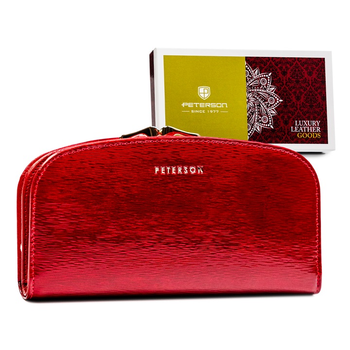 Portofel femei, PetersonPTN42123-ONBFS.BLU, Rosu, 18.5 x 10 x 3.5 cm