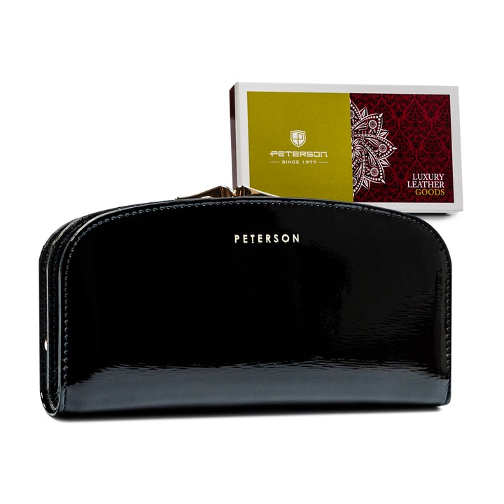 Дамски портфейл, PETERSONPTN42123-MDGREEN, Черен, 18.5 x 10 x 3.5 cm