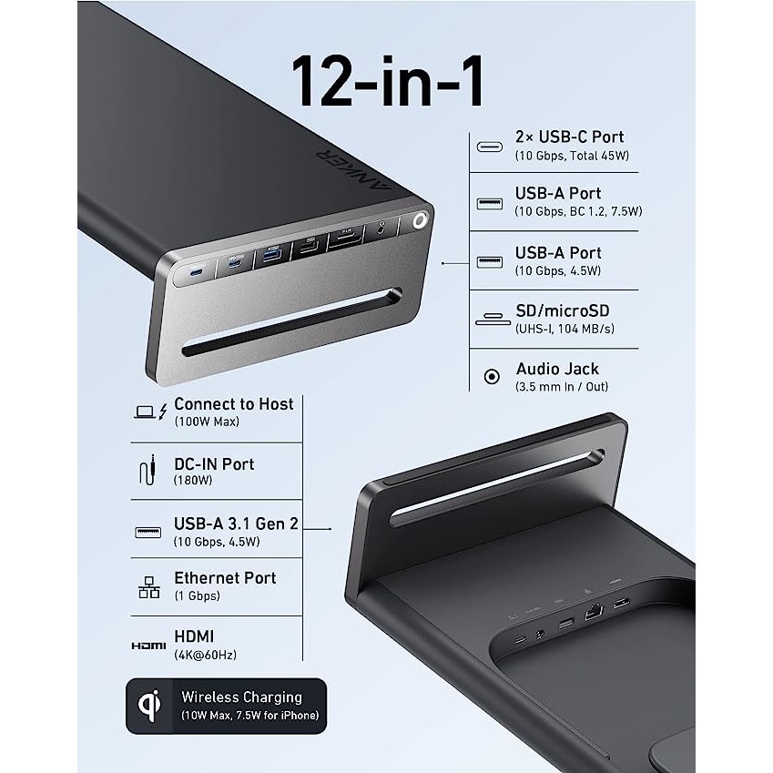 Docking Station Anker 675 USB-C (12-in-1) 10Gbps USB-C Ports, 4K