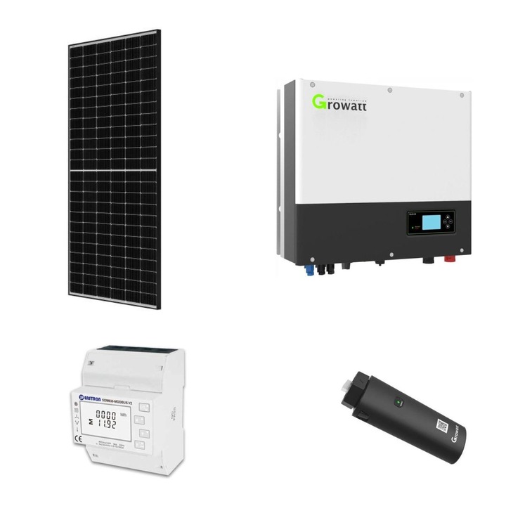 Fotovoltaikus rendszer 10KW háromfázisú hibrid, Ongrid hibrid inverter GROWATT SPH10000TL3 BH-UP, JASOLAR 460W panelek 22 db, Growatt Smart mérő, Wifi Dongle