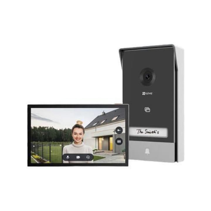 Videointerfon Ezviz HP7 cu sonerie, 2048 × 1296, Ecran color de 7", Smart Human Motion Detection, Two-Way Audio, Remote Door/Gate Unlock, Smart RFID Unlock