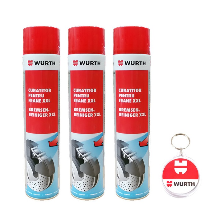 Set Spray-uri curatitoare frane Wurth Xxl 3 x 750ml, 3 bucati cu Breloc Wurth