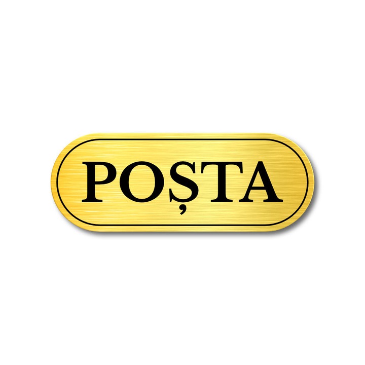 Placuta Posta, ABS, 10 x 3,8 cm, auriu