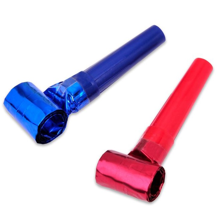 Set 6 suflatori pentru petrecere, culori metalizate, 6cm