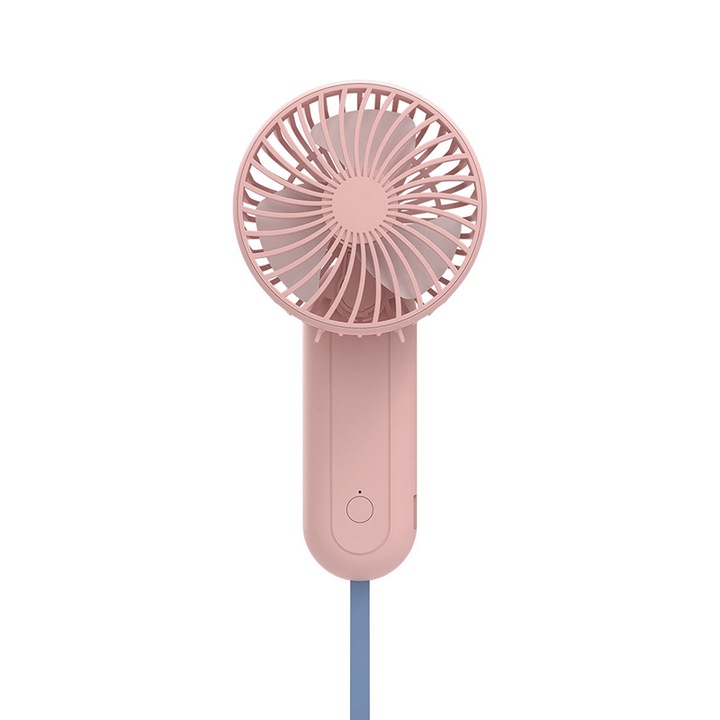 Ултра преносим вентилатор, 3 в 1, ръчен, настолен, може да зарежда мобилен телефон, 4 скорости, завъртане на сгъването, 6000 mAH, VIELLAN, розов