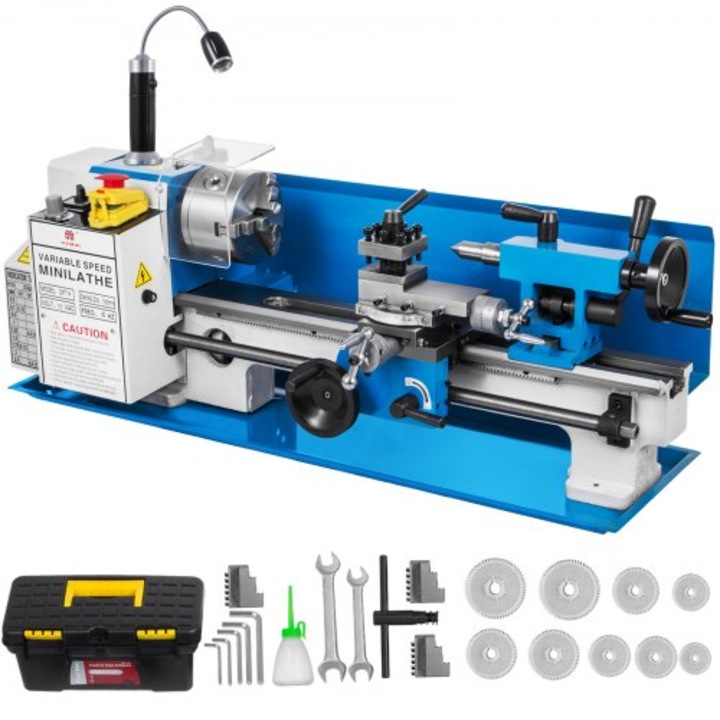 Strung Metalic, Mini, 550W, 7x14 inci, Viteze Variabile 50 pana la 2500 RPM, de Masa, pentru Prelucrarea Mini a Pieselor cu Precizie