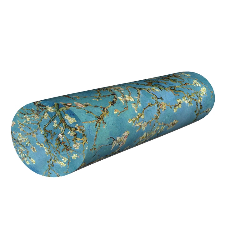Henger alakú párna, mandula fa mintával, Bertoni, poliészter, többszínű, O16x55 cm