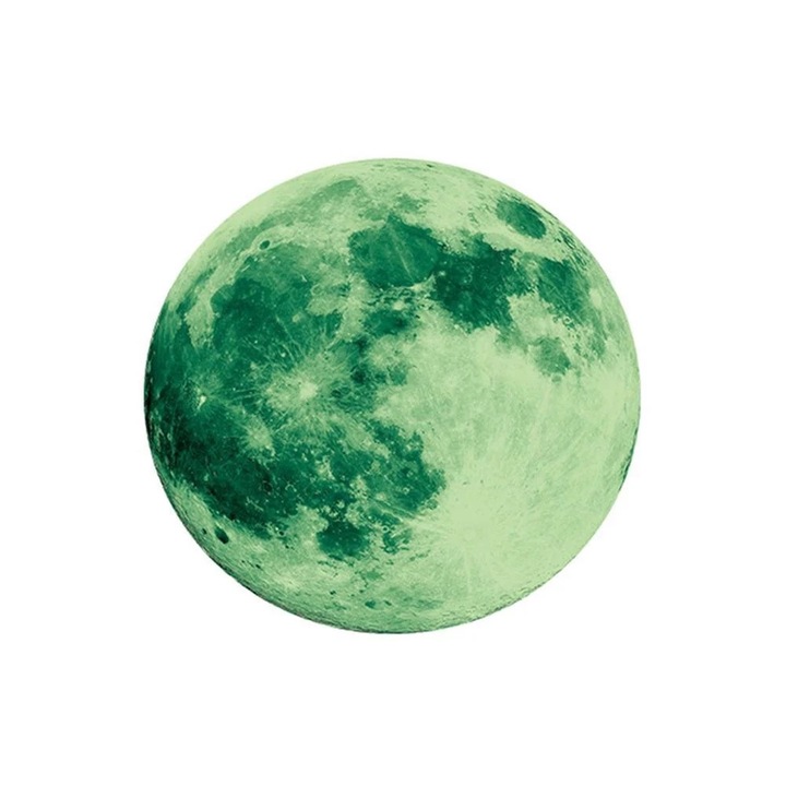 Sticker Fosforescent, Luna, Autoadeziv, 20, Verde, CBD CORAL BEST DEALS Verde Spring 20 cm