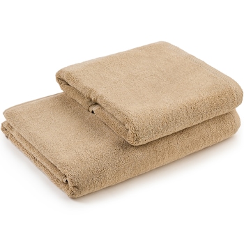 Set 2 prosoape Hotel Supplier, 50x90 cm, 70x140 cm, bumbac 100%, 600 GSM, Bej