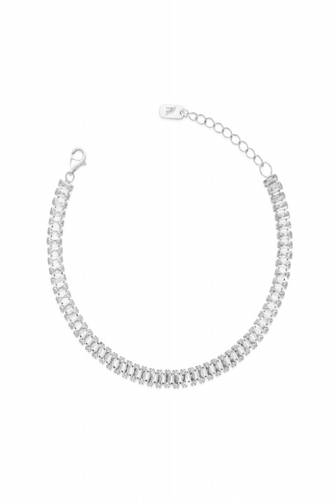 Bratara dama Tennis, Fashion Jewelry, Argintiu, Pietre albe