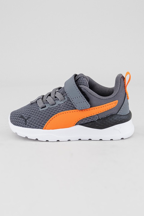 Puma, Pantofi sport Anzarun Lite AC cu inchidere velcro, Portocaliu/Gri inchis