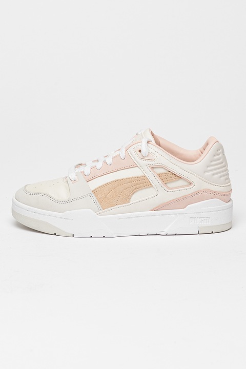 Puma, Pantofi sport unisex cu garnituri din piele intoarsa Slipstream Lux, Alb murdar/Roz prafuit, 38