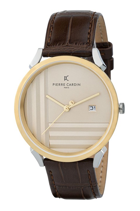 Pierre Cardin, Часовник с раиран циферблат, Златист, Тъмнокафяв