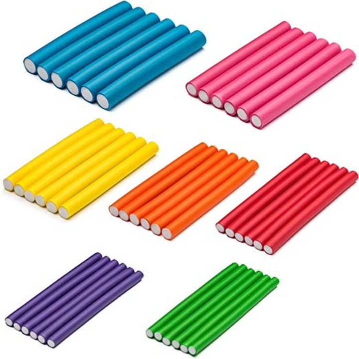 Set 42 bigudiuri flexibile, 7 Dimensiuni, Multicolor