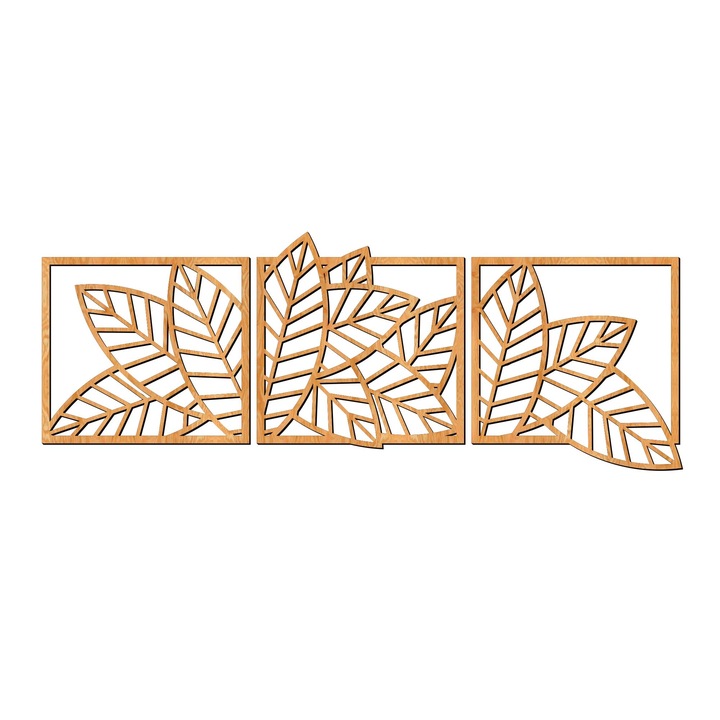 Dekoratív falpanel, Lovie Leaves triptichon, 3 részes, 120x45cm, Aranytölgy