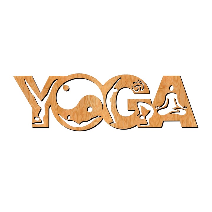 Decor de perete, Lovie, Yoga, 90x28cm, Auriu