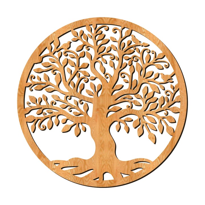 Декорация за стена, Lovie Дървото на Живота, кръг, 45x45cm, Златен Дъб