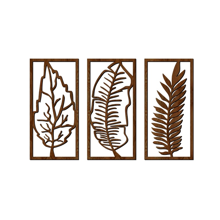 Panou decorativ de perete, Lovie, Lemn, 95x60 cm, Nuc