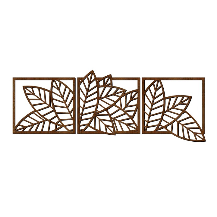 Dekoratív falpanel, Lovie Leaves triptichon, 3 részes, 120x45cm, Dió