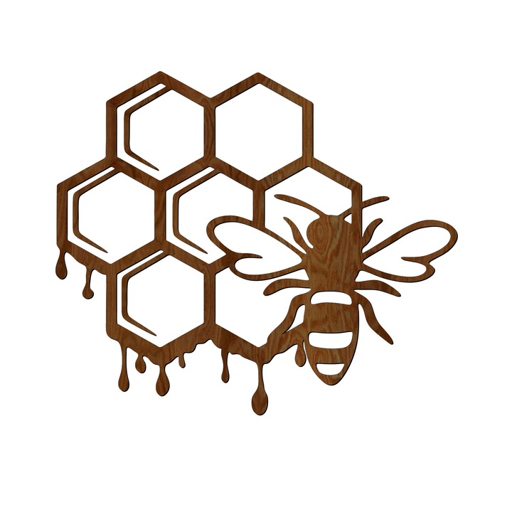 Декорация за стена, Lovie Пчелна пита, 60x50cm, Орех