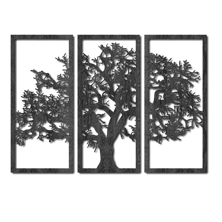 Декоративен панел за стена, Lovie Дървото на Живота, 90x60cm, Черен